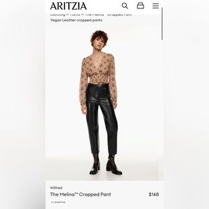 Aritzia Wilfred Melina Cropped Black Vegan Leather Pant (Size 4)